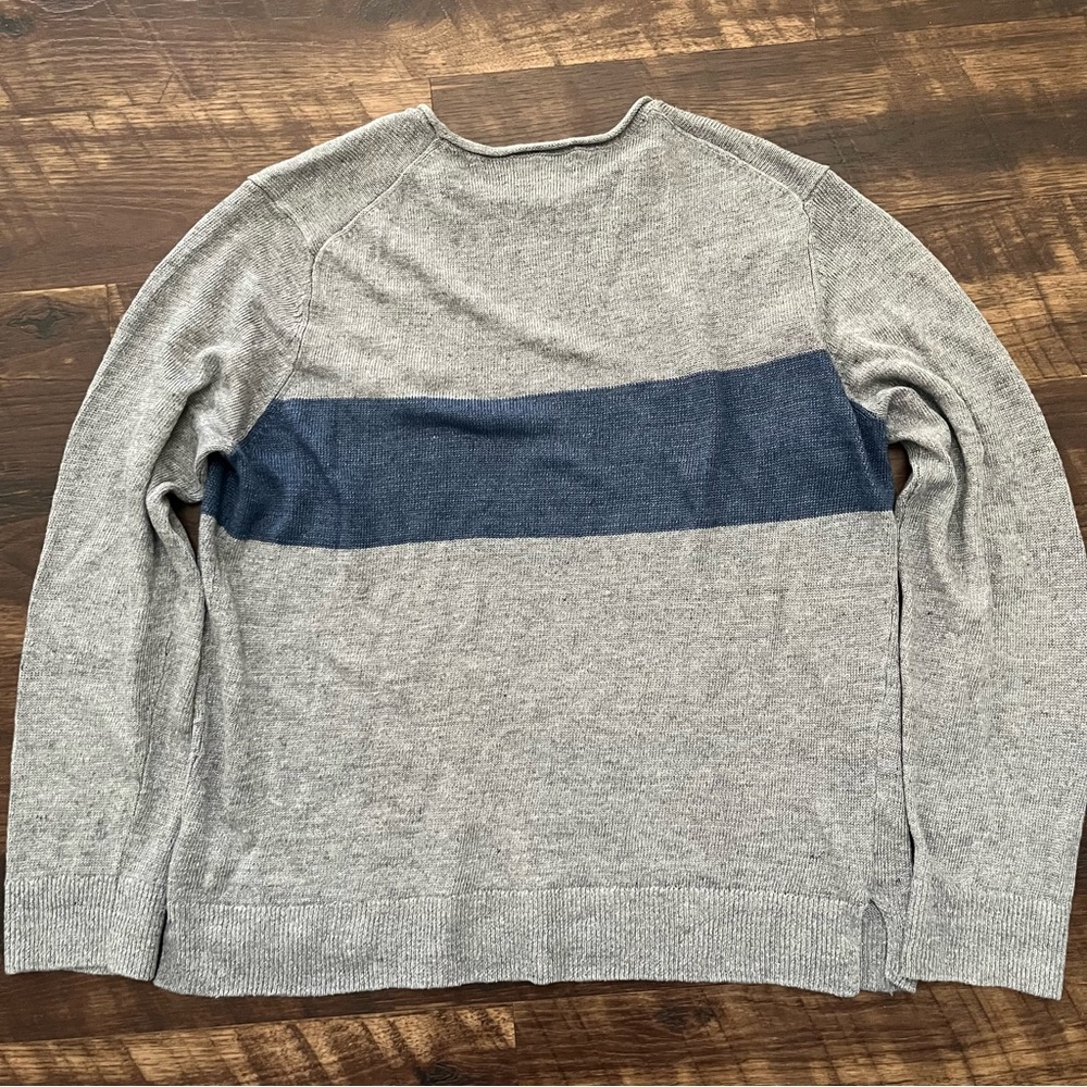 Todd Snyder 100% linen two tone blue strip gray crewneck sweater 2XL *Read - Picture 16 of 16